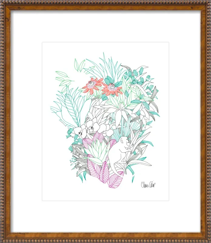 Passionflowers, orchids and the squirrel monkey  by Claire Colin for Artfully Walls