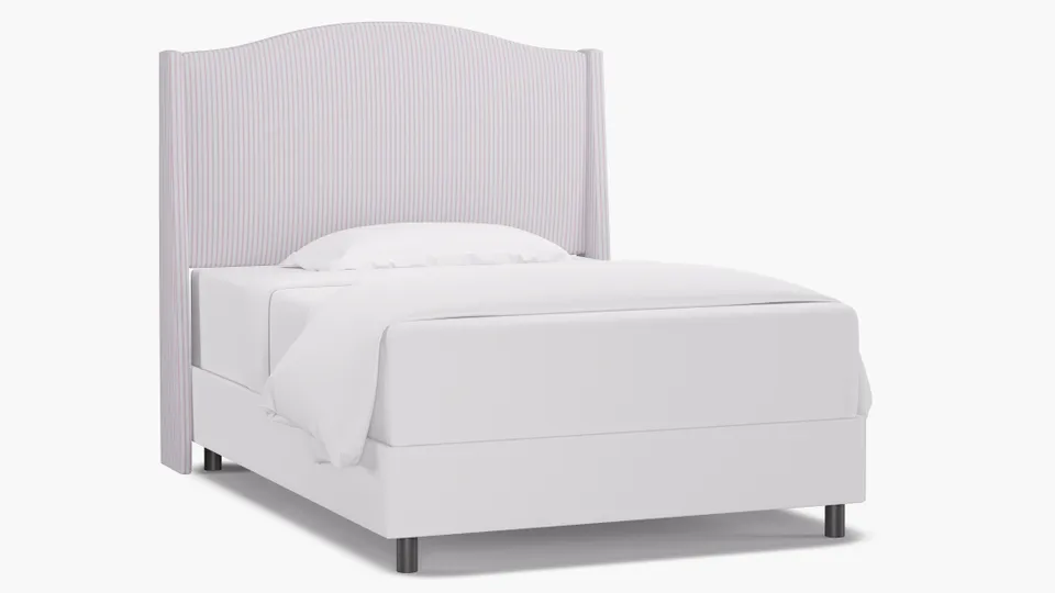 Classic Wingback Headboard, Pink Classic Ticking Stripe, Full