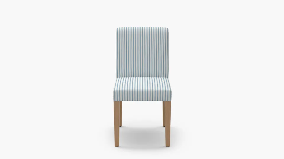Signature Dining Chair, Cornflower Classic Ticking Stripe, Natural Square Tapered Leg