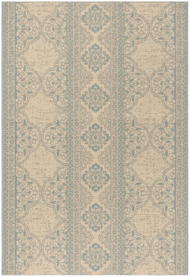 Arlo Home Indoor/Outdoor Woven Area Rug, LND174K, Aqua/Cream,  5' 1" X 7' 6"