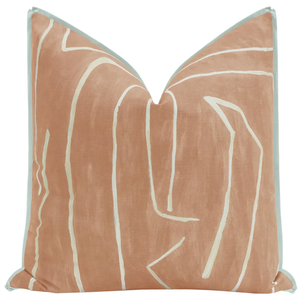 GRAFFITO // SALMON + CREAM | KELLY WEARSTLER - 14" X 36" / BUTTERFLY FLANGE / Celadon