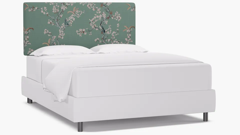Square Back Headboard, Mint Cherry Blossom, Queen