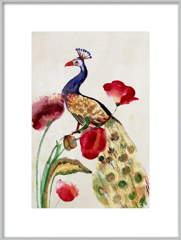 blue gold peacock by Ruti Shaashua for Artfully Walls