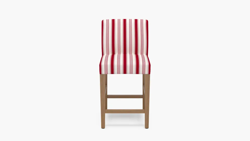 Signature Dining Counter Stool, Red Regency Stripe, Natural Square Tapered Leg