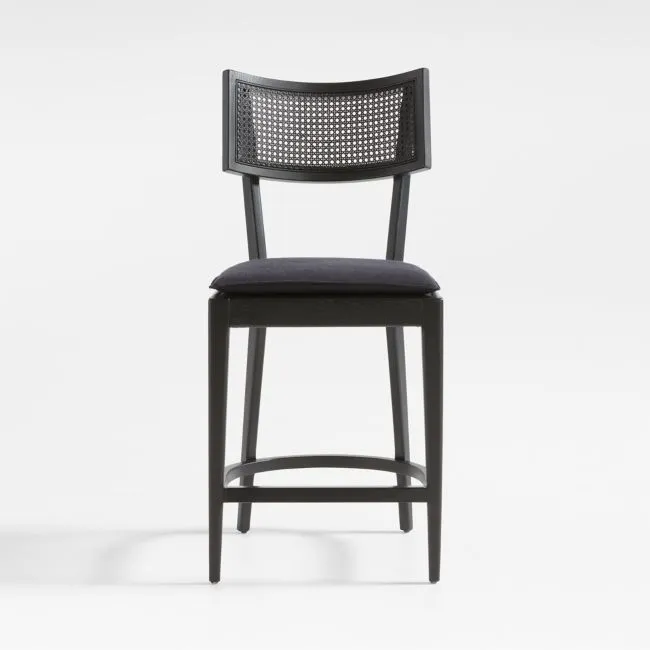 Libby Black Wood and Black Cane Counter Stool