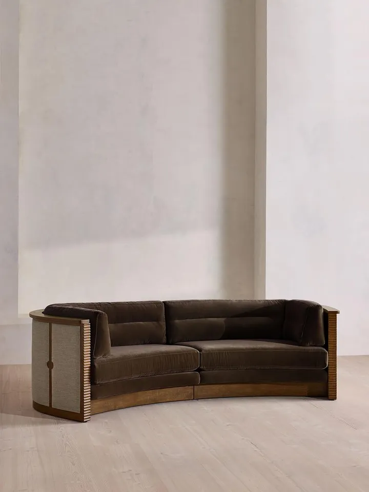 Belmont Sofa, Three Seater, Velvet, Chocolate, US