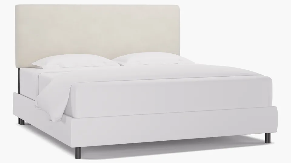Square Back Headboard, White Classic Velvet, King