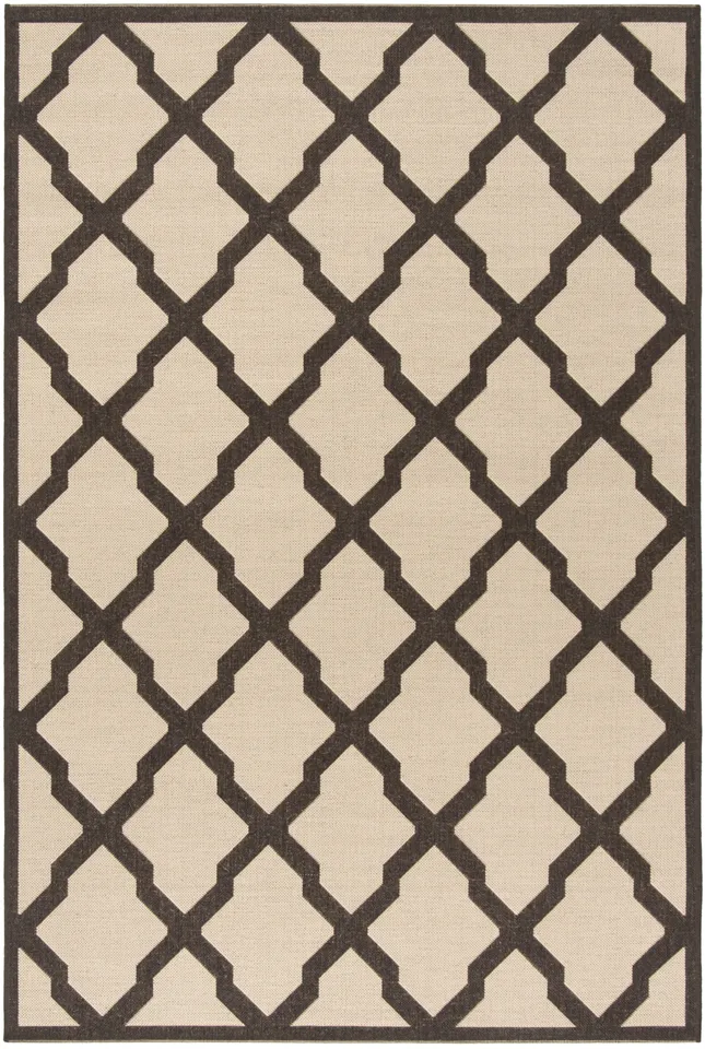Arlo Home Indoor/Outdoor Woven Area Rug, LND122U, Cream/Brown,  5' 1" X 7' 6"