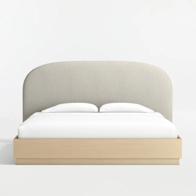 Rayna Curved Upholstered King Headboard and Wood Bed