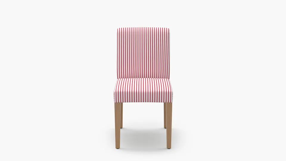 Signature Dining Chair, Red Classic Ticking Stripe, Natural Square Tapered Leg