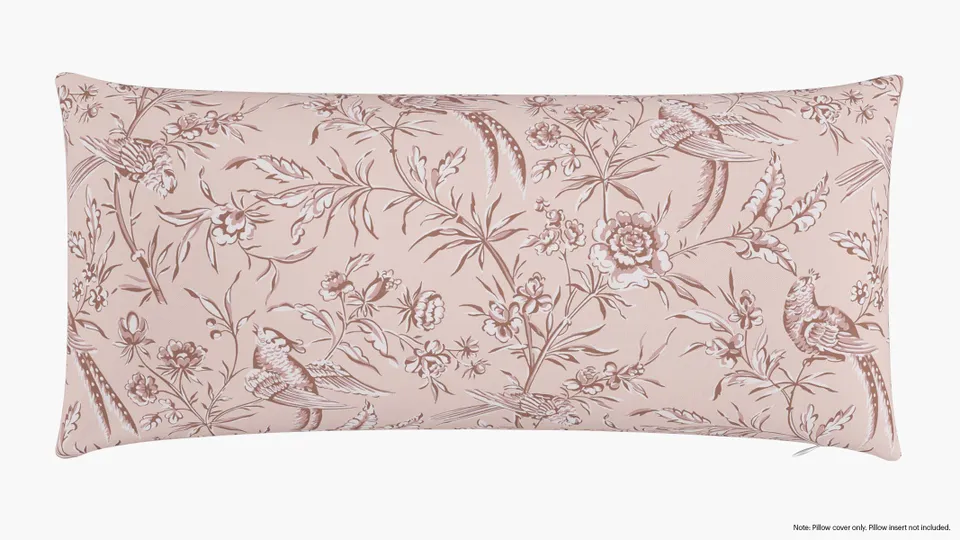Throw Pillow Cover 14" x 30", Blush Aviary, 14" x 30"