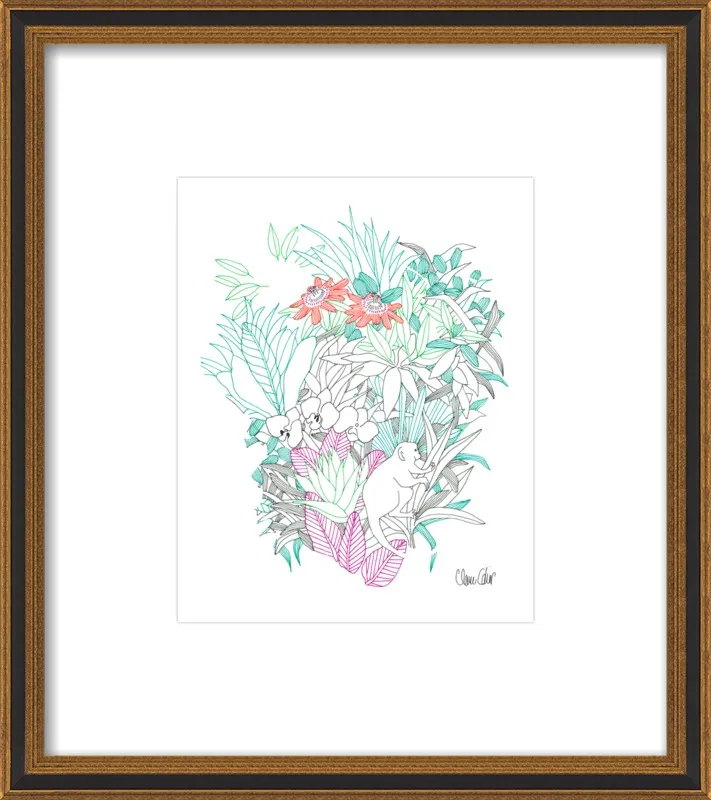 Passionflowers, orchids and the squirrel monkey  by Claire Colin for Artfully Walls