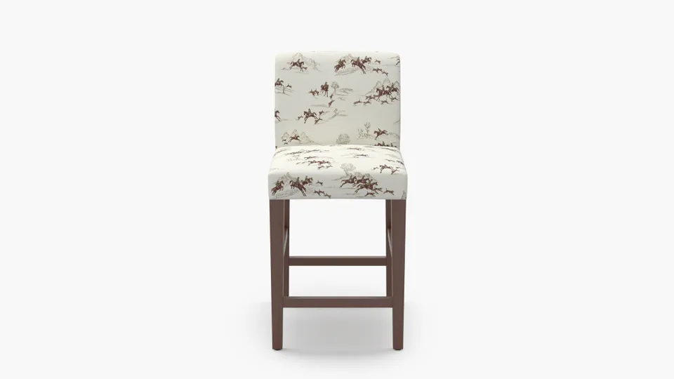 Signature Dining Counter Stool, Green Cotswold Hunt, Walnut Square Tapered Leg