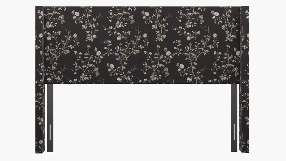 Modern Wingback Headboard, Black Bamboo Garden, King