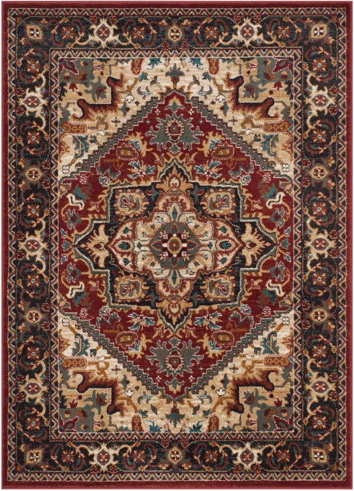 Arlo Home Woven Area Rug, SMT293C, Red/Dark Grey,  6' 7" X 9' 2"