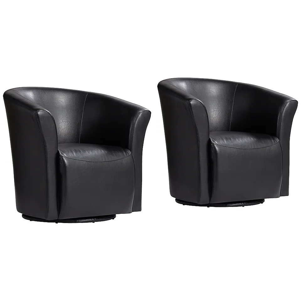 Rocket Rivera Black Swivel Accent Club Chairs Set of 2