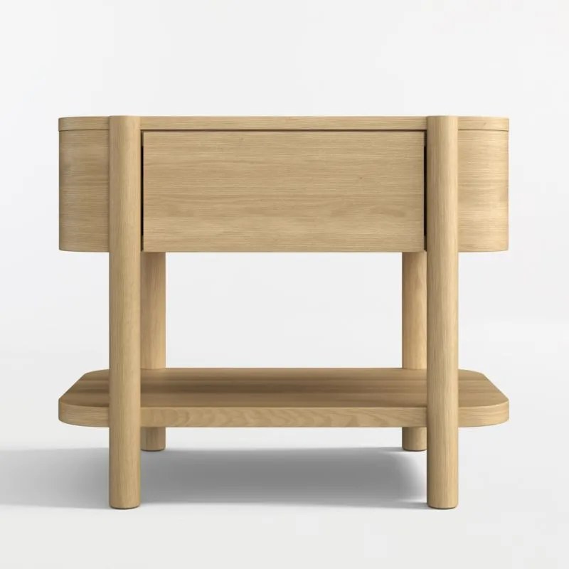 Set of 2 Redondo 24" Natural Oak Wood Kids Nightstand with Drawer