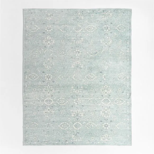 Ember Blue Floral Washable Area Rug 8'x10'