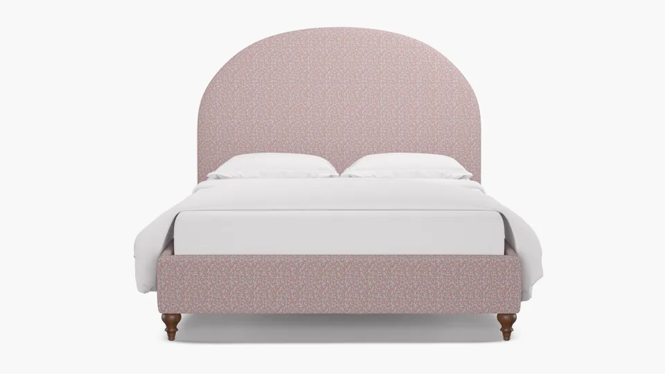 Demilune Bed, Flamingo Hele Bay, Walnut Traditional Turned Leg, Full