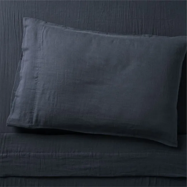 Supersoft Navy Blue 100% Organic Cotton Gauze Kids Twin Sheet Set