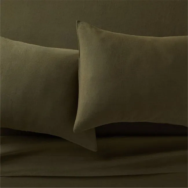 Classic European Linen Forest Green King Sheet Set