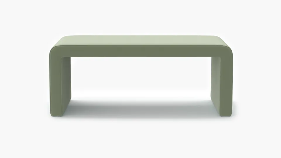 Waterfall Bench, Celadon Performance Plush Velvet