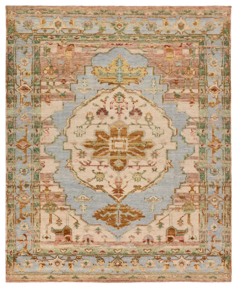 Jude Handknotted Medallion Multicolor/Blue Area Rug (6'X9' Rectangle)
