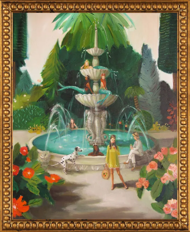 Selfie At The Mermaid Public Fountain by Janet Hill for Artfully Walls