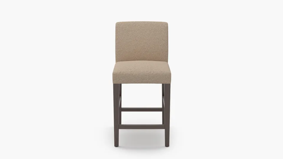 Signature Dining Counter Stool, Buff Boucle, Espresso Square Tapered Leg