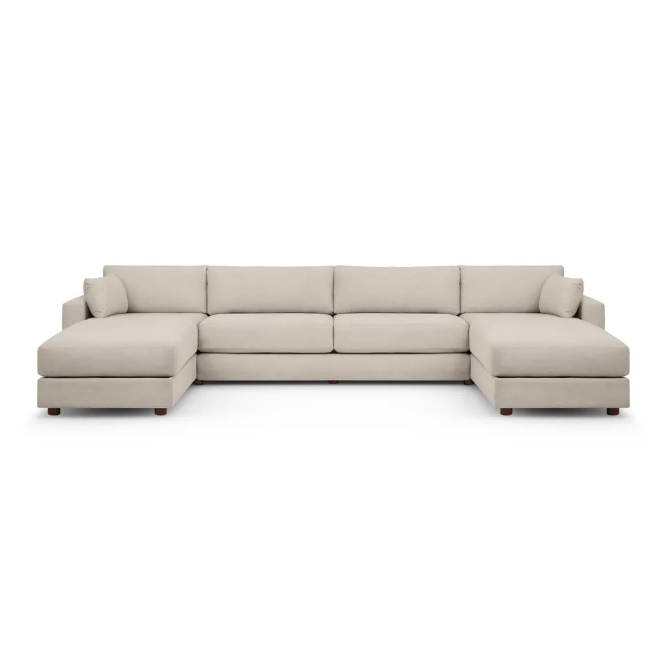 Span Sleeper Double Storage Sectional - Georgia Clay - Performance Chenille