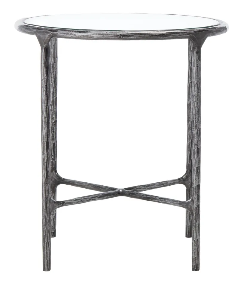 Jessa Forged Metal Round End Table - Silver