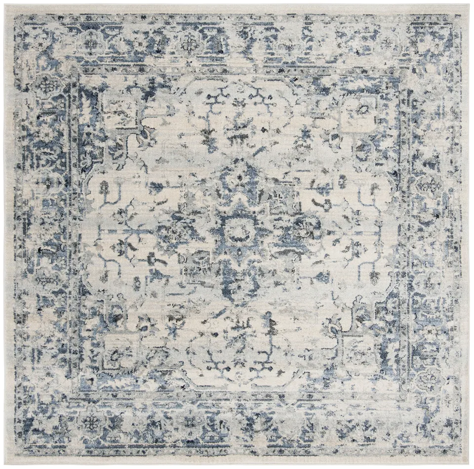 Arlo Home Woven Area Rug, CHL411A, Ivory/Navy,  6' 7" X 6' 7" Square