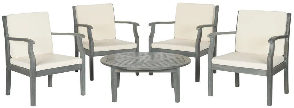Colfax 5 Piece Coffee Set - Ash Gray/Beige