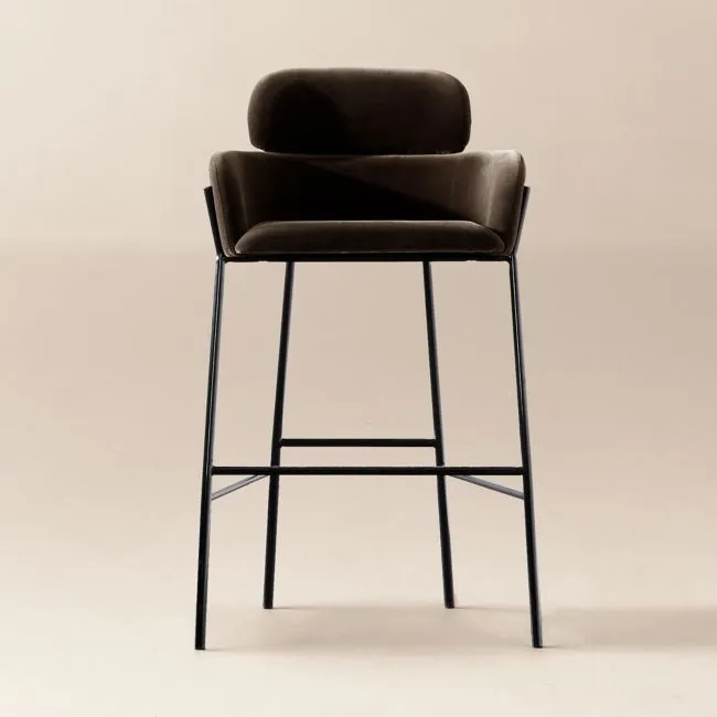 Azalea Mink Grey Velvet Bar Stool