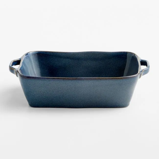 Marin 10"x7" Small Slate Blue Stoneware Baking Dish with Handles