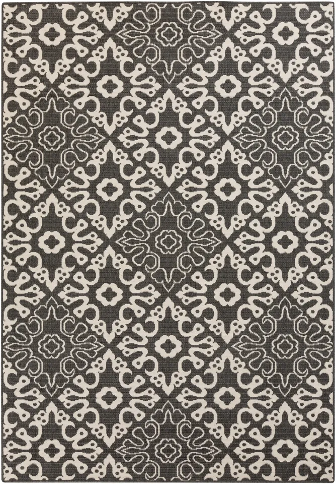 Alfresco Black Outdoor 2'5" x 4'5" Machine Woven Rug