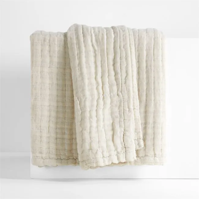 108"x 90" Organic Cotton Gauze Throw Flax Beige