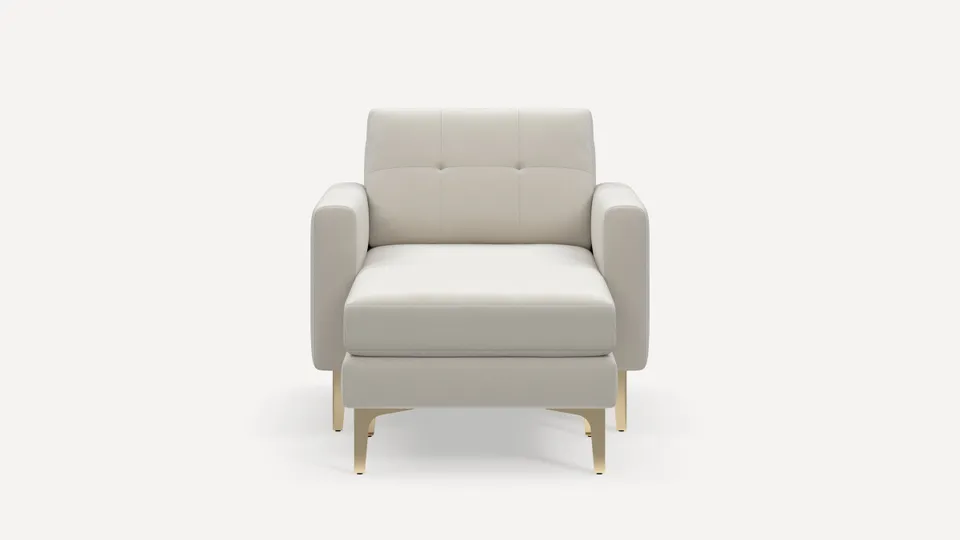 Nomad Armchair with Chaise - Cloud - Performance Lino / Chrome - Metal / Block