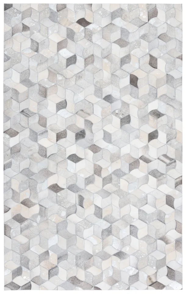 Safavieh Couture Studio Leather Collection Flat Weave Area Rug, Ivory / Grey, 5' x 8'