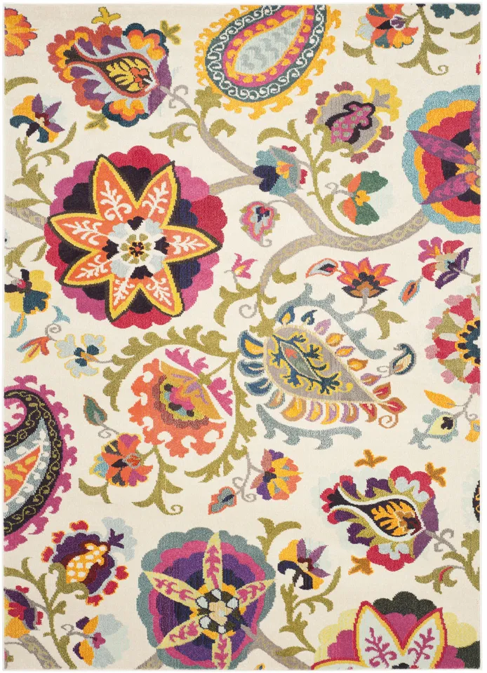 Arlo Home Woven Area Rug, MNC229A, Ivory/Multi,  6' 7" X 9' 2"