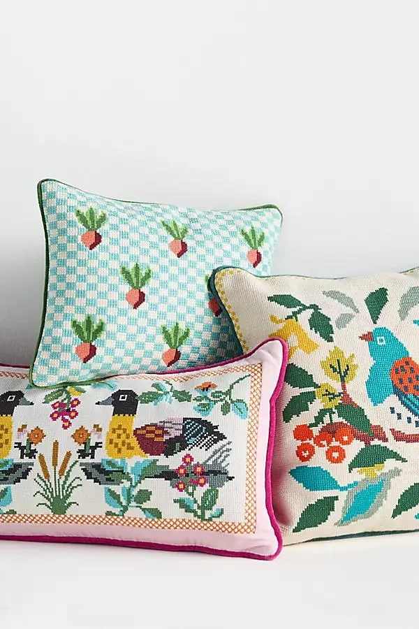 Daniella Cotton Needlepoint Novelty Pillow