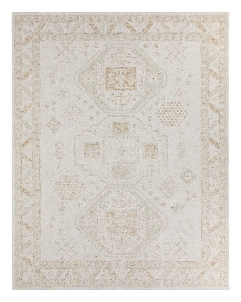 Sama PRO15 Tufted Medallion Ivory/Yellow Area Rug (12'X15')