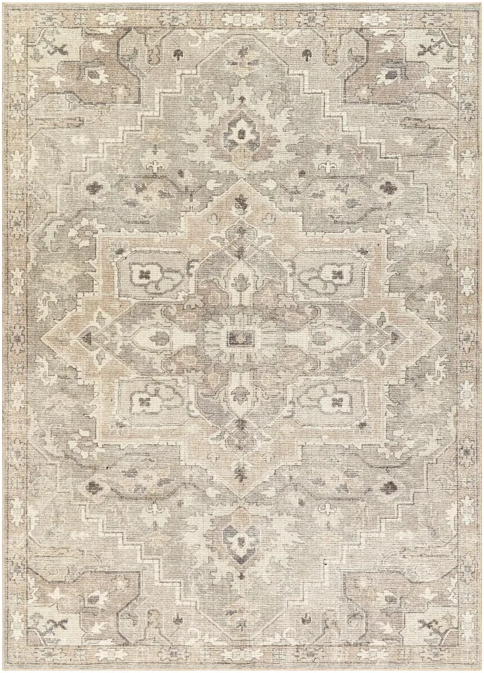 Elle Beige Indoor 5'3" x 7' Machine Woven Rug