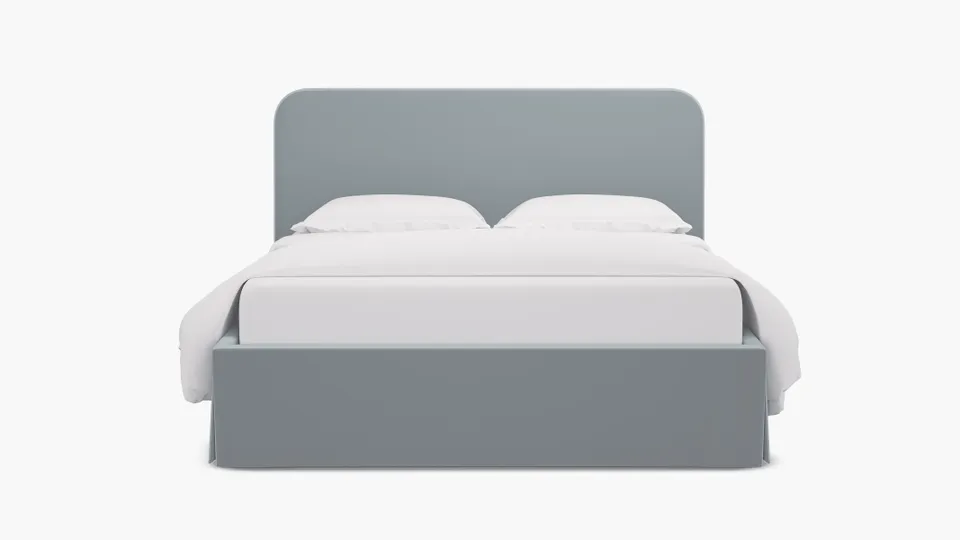 Skirted Platform Bed, Sterling Performance Velvet, Twin