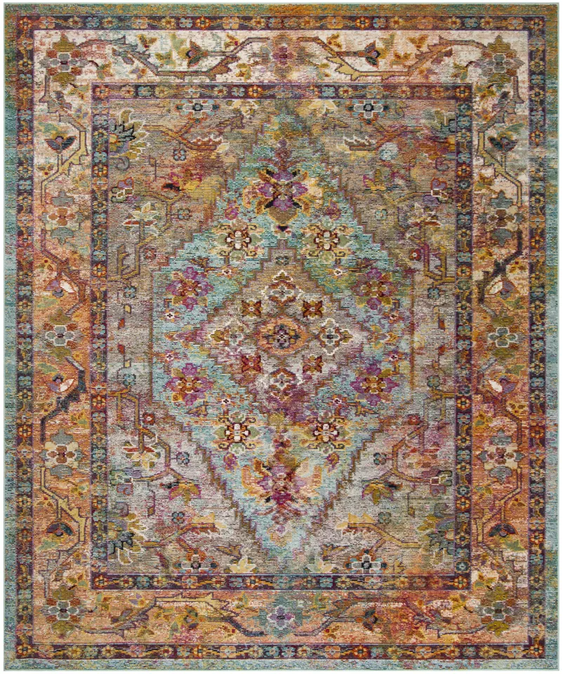 Arlo Home Woven Area Rug, CRS507A, Light Blue/Orange,  9' X 12'