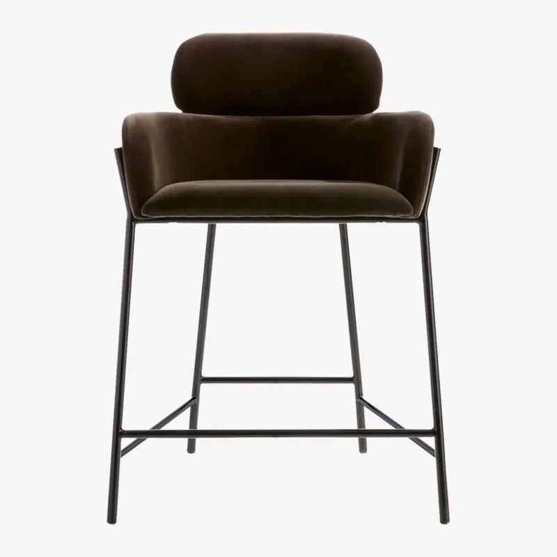 Azalea Mink Grey Velvet Counter Stool Set of 2