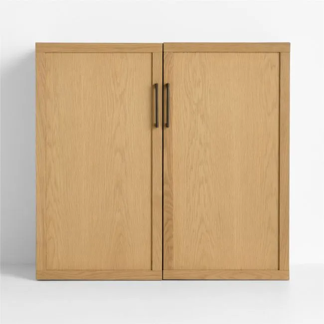 Oliver 32" Modular Natural Oak Wood Kids Bookcase with Doors