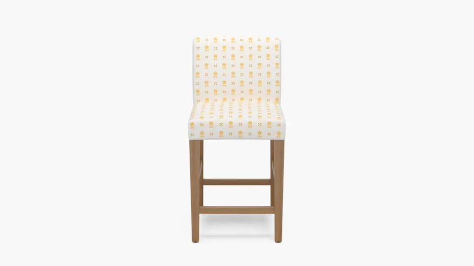 Signature Dining Counter Stool, Buttercup Mod Fleur, Natural Square Tapered Leg