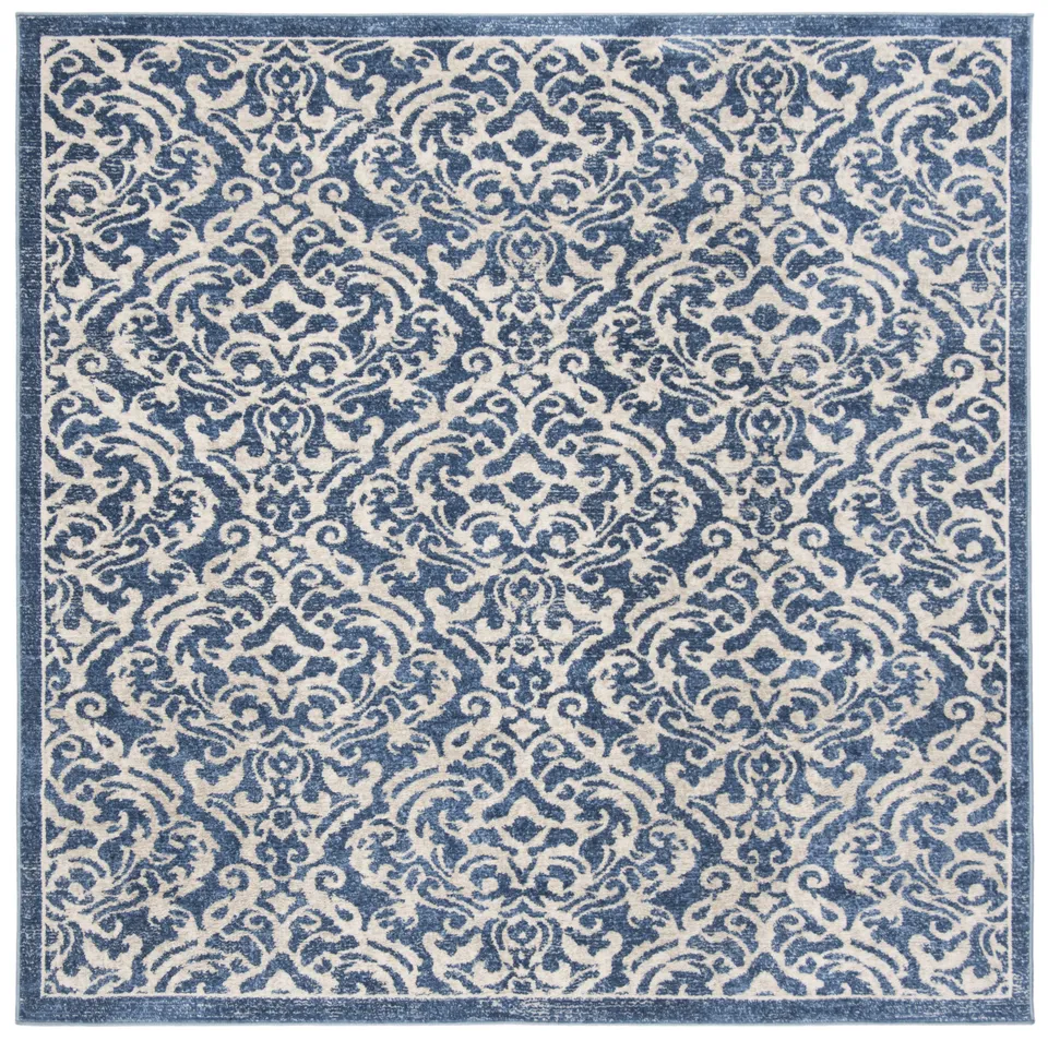 Arlo Home Woven Area Rug, BNT810N, Navy/Cream,  6' 7" X 6' 7" Square