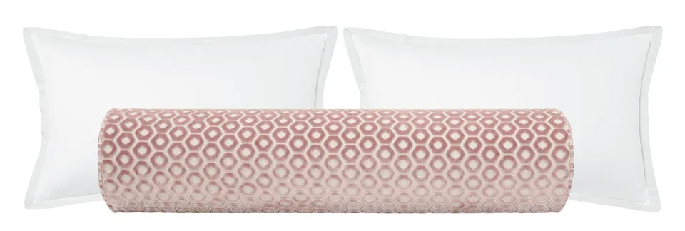 THE BOLSTER :: PALOMA CUT VELVET // BLUSH - QUEEN // 9" X 36"